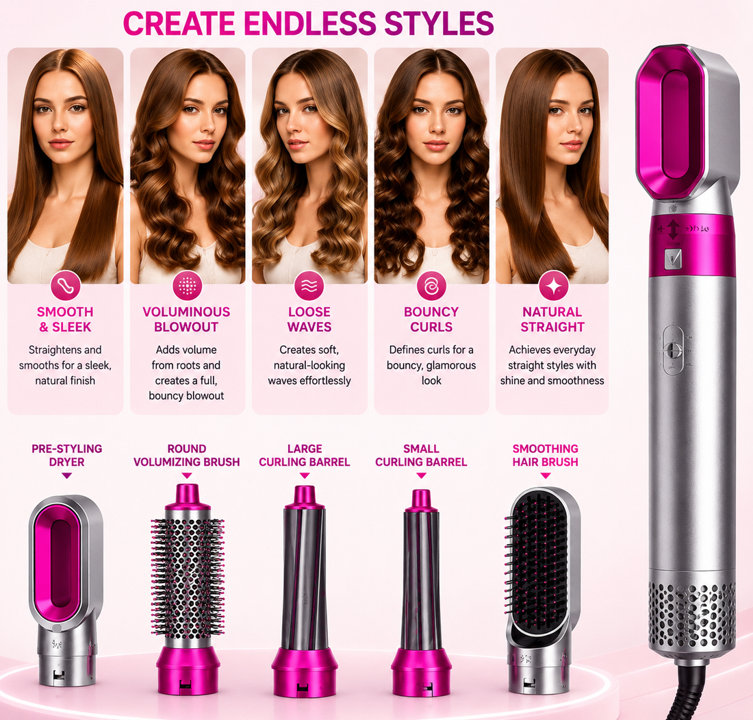 GlamAir 5-in-1 Hair Brush Styler /جلام إير ٥ في ١ لتصفيف الشعر