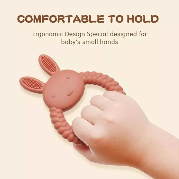 Silicone Baby Teething Toy – BPA Free Rabbit Teether for Babies 3–12 Months